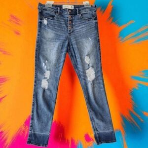 🪻BOGO🪻 Abercrombie & Fitch High Rise Ankle Jeans Sz‎ 6R Med Wash Button Fly
